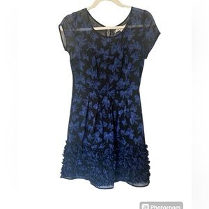 LC Lauren Conrad Ruffled Hem Black/Blue Party Cocktail Dress Size 4